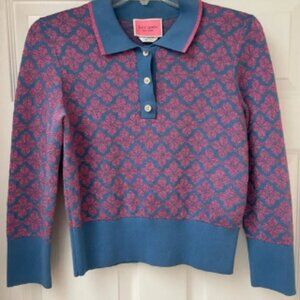Kate Spade floral polo sweater women’s size S